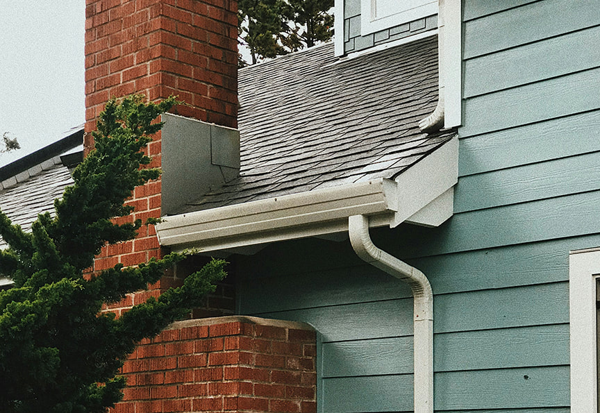gutter system on a home. clean gutter.